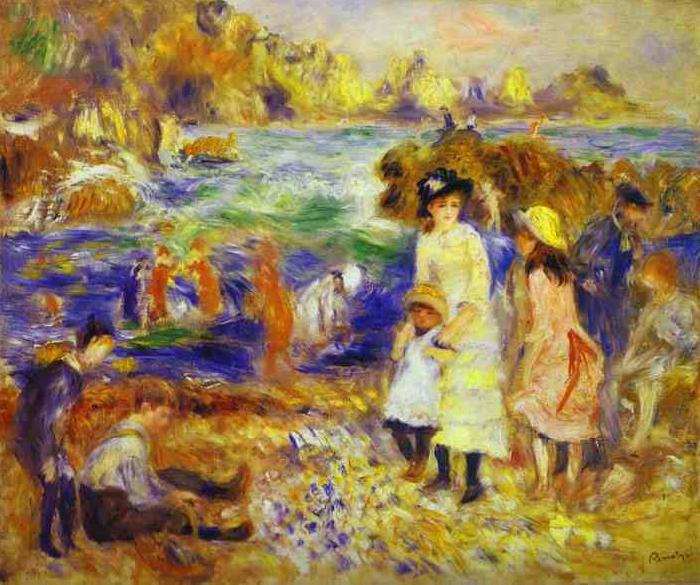 Pierre-Auguste Renoir Children at the Beach at Guernsey, Sweden oil painting art
